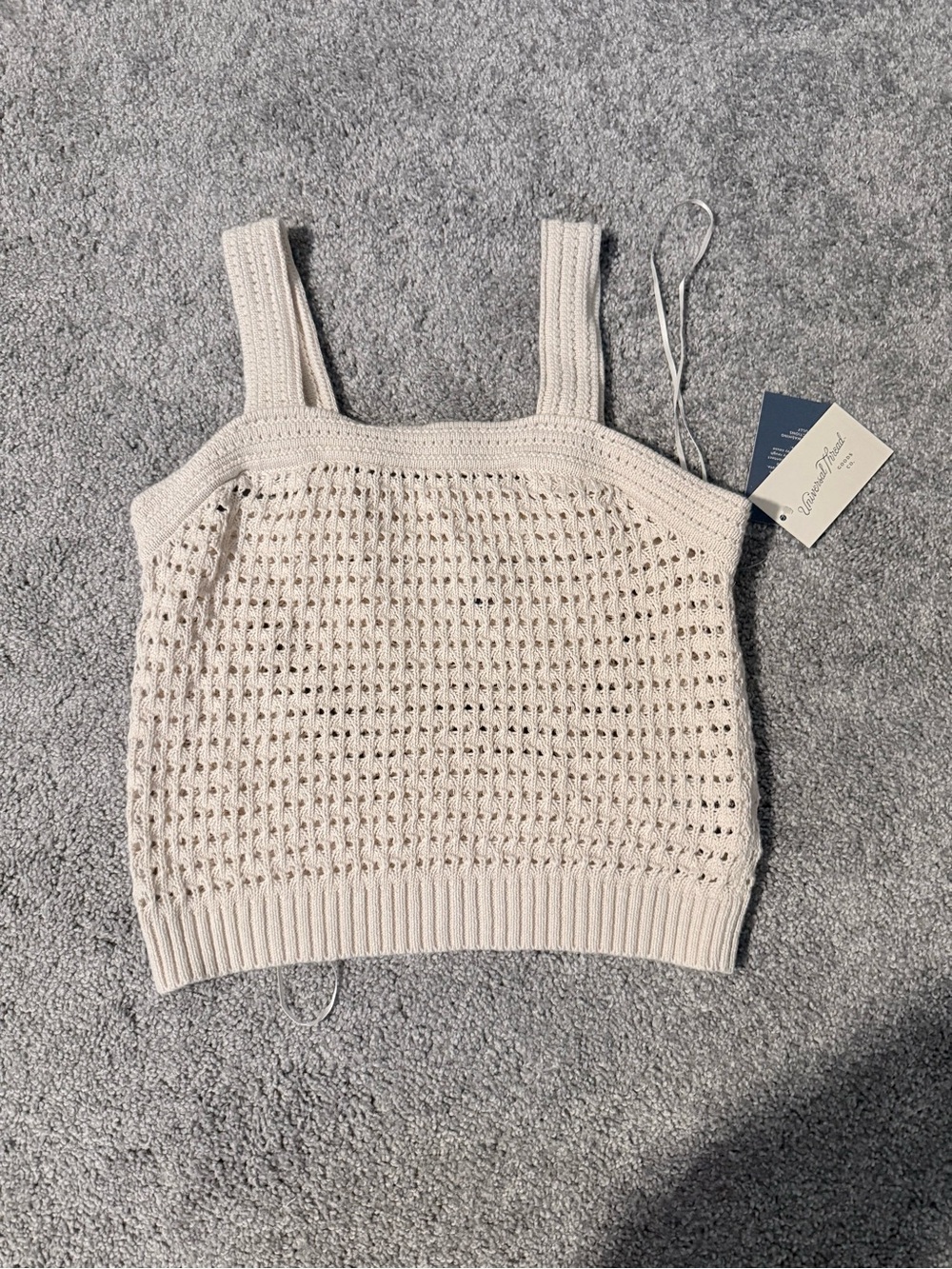 Universal Thread Crochet Knit Tank Top in Cream